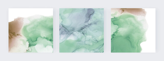 Green and brown alcohol ink watercolor backgrounds.