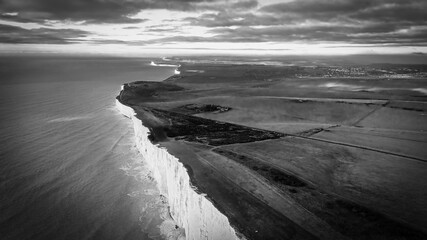 White cliffs at the English coast - aerial view - travel photography