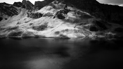 Wonderful Mountain Lake in the Swiss Alps - aerial view - travel photography