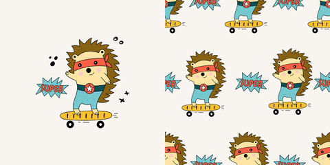 Hedgehog seamless pattern.