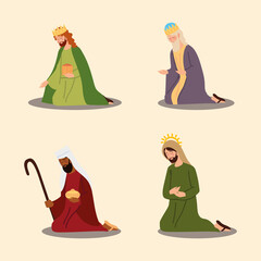 nativity manger three wise kings and jospeh icons