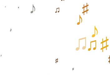 Light Yellow, Orange vector texture with musical notes.