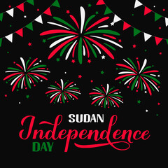 Sudan Independence Day. National holiday celebrate on January 1. Easy to edit vector template for typography poster banner, flyer, greeting card, postcard, etc