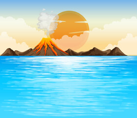 Volcanic eruption outdoor scene background
