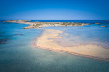 Elafonissi beach with pink sand on Crete, Greece