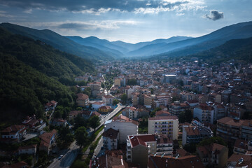 Fototapeta na wymiar Aerial view of Florina city in northern Greece