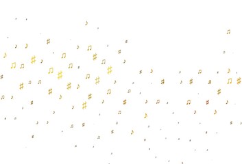 Light Yellow, Orange vector pattern with music elements.