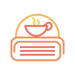 coffee cup bright advertising neon sign icon on white background