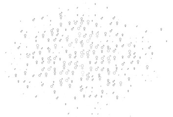 Light silver, gray vector backdrop with gender signs.