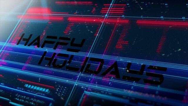 Press start on this cool new video game style cyberpunk themed motion background with cool red, blue digital animations under scratched glass. Stream to your fans a glitchy and fun Happy Holidays!