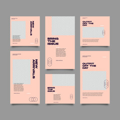 Set of Editable banner social media post and story template. Suitable for social media stories post and web mobile ads. Vector with photo collage	
