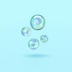 Soap Bubbles on Blue Background