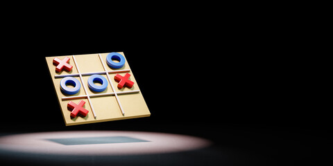 Tic-Tac-Toe Game Board Spotlighted on Black Background