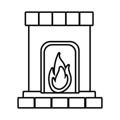 happy merry christmas chimney line style icon