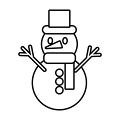 happy merry christmas snowman line style icon