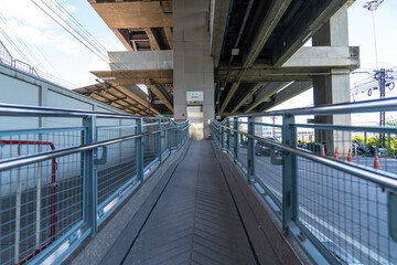 Elevator under the sky train station.