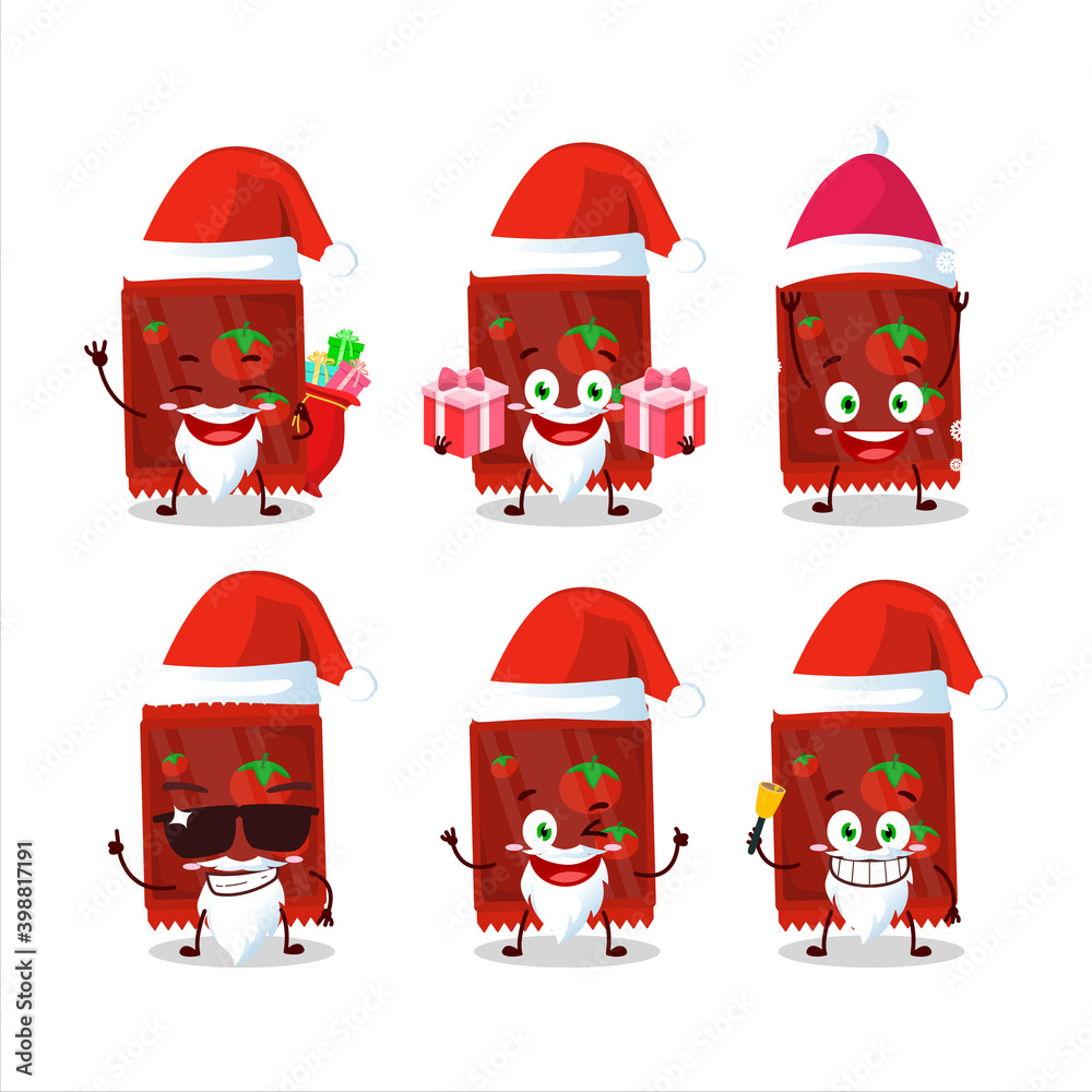 Wall mural Santa Claus emoticons with ketchup sachet cartoon character