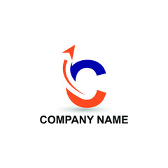 Initial C letter modern logo with arrow plane for logistic, travel, start up template brand