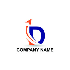 Initial D letter modern logo with arrow plane for logistic, travel, start up template brand