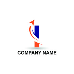 Initial I letter modern logo with arrow plane for logistic, travel, start up template brand