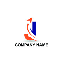 Initial J letter modern logo with arrow plane for logistic, travel, start up template brand