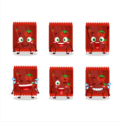 Cartoon character of ketchup sachet with smile expression