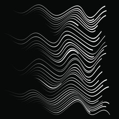 White speed wavy lines in arrow form. Vector illustration. Striped linear pattern. Ideal for prints, posters, banners, tattoo, logo and abstract background