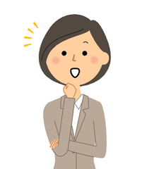 気付くスーツの女性

