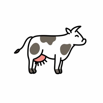 cow doodle icon, vector color cute illustration