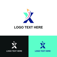 Initial x letter modern logo with arrow plane for logistic, travel, start up template brand