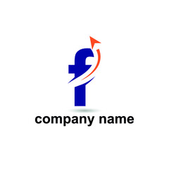 Initial f letter modern logo with arrow plane for logistic, travel, start up template brand
