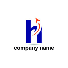 Obraz premium Initial h letter modern logo with arrow plane for logistic, travel, start up template brand
