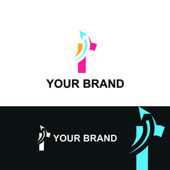 Initial r letter modern logo with arrow plane for logistic, travel, start up template brand