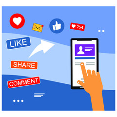 smartphone and various icons next to it