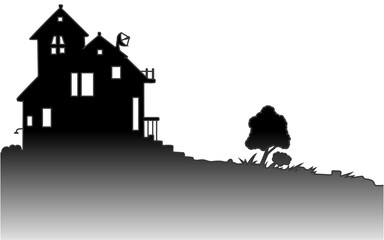 House Hill Top Silhouette Background