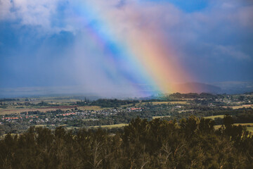 Rainbow in the countryside of Maui island, Hawaii