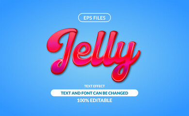 jelly editable text effect. eps vector file. 3d red jam glossy fluid cherry sauce effect