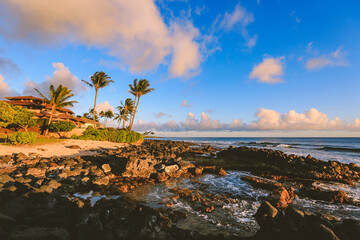 Sunset at Kukuiula Harbor Beach, Kauai island, Hawaii
 - obrazy, fototapety, plakaty