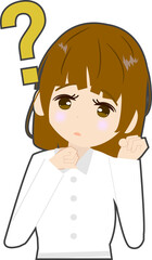 ぽかんと悩む可愛い薬剤師のイラスト