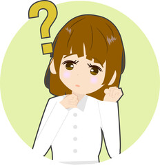 はてなマークと困惑する可愛い薬剤師のアイコン風イラスト