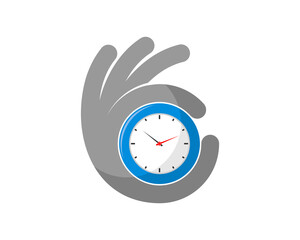 Clock time inside the OK hand gesture logo