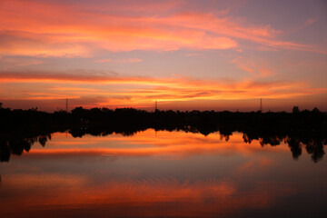 sunset over the lake