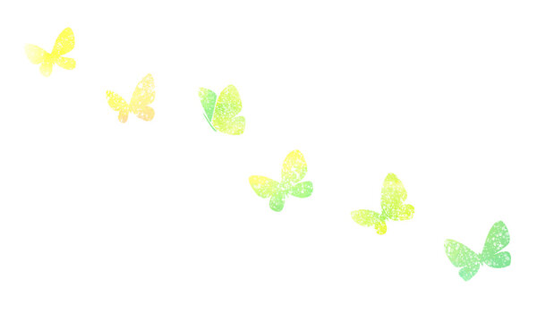 水彩テクスチャシルエットの蝶　
