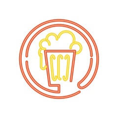 beer drinks and beverage neon sign icon on white background