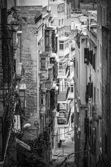 Typical narrow lanes in the historic district of Valletta - travel photography