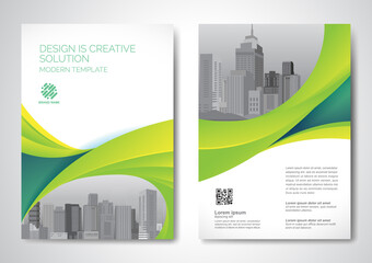 Template vector design for Brochure, AnnualReport, Magazine, Poster, Corporate Presentation, Portfolio, Flyer, infographic, layout modern with Green color size A4, Front and back, Easy to use.