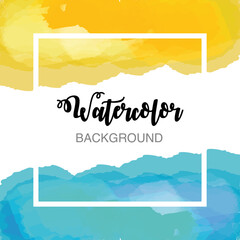 watercolor yellow and blue grunge decoration background