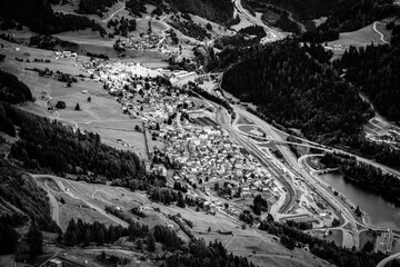 City of Belloinzona in Switzerland - view from Gotthard Pass - travel photography