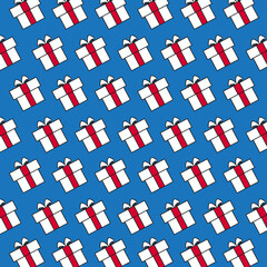 Illustration vector graphic gift pattern at the end of the year with blue background good for background gift paper, background happy birthday, etc.