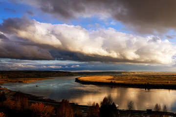 Fototapeta premium sunset over the river